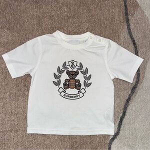 Burberry White Tee with Plaid Bear Design